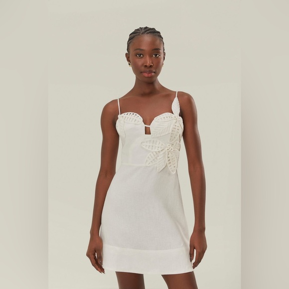 Farm Rio White 3d Flower Bodice Mini Dress - Picture 6 of 9